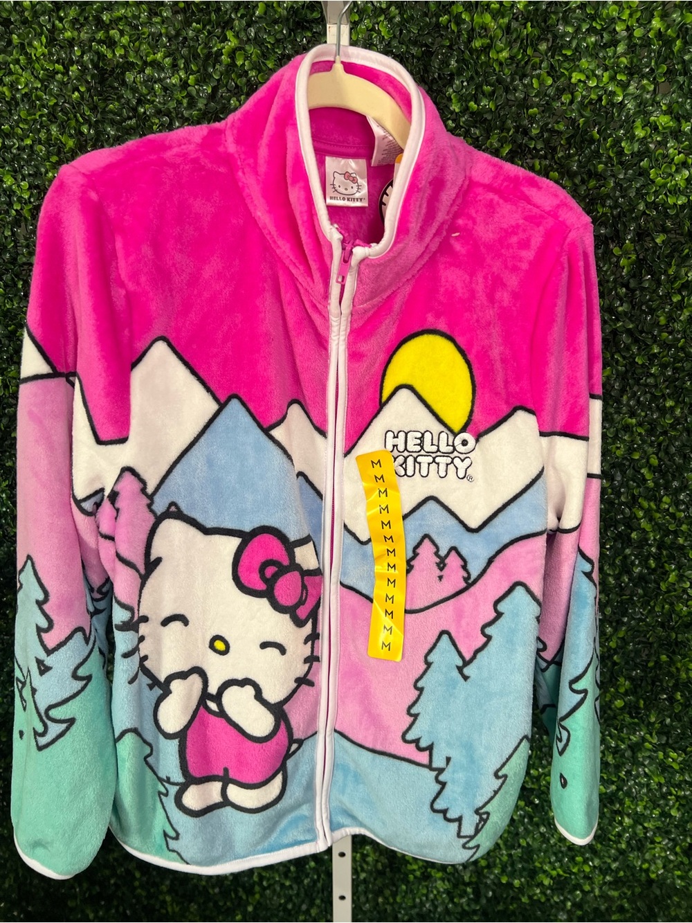 Hello Kitty Pink & Aqua Plush Zip Jacket